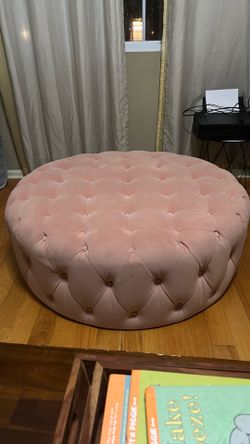 Coral/ Pink Ottoman On Wheels