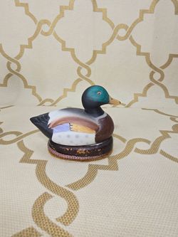 Vintage Mallard Duck Shoe Brush Buffer Polisher Ceramic Figurine Statue Decor