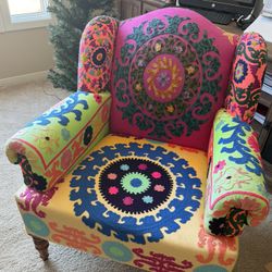 Colorful Embroidered Accent Chair – Boho / Statement Piece