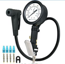 CycloSpirit Universal Bicycle Tire Inflator Gauge With Auto-Select Valve Type - Presta And Schrader Air Compressor Tool (Dial 3" Oversized)