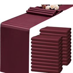 24 Pack Satin Table Runner 12 x 72 Inch Burgundy