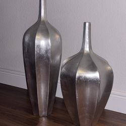 Silver Vase Set    28x7 And  23x12