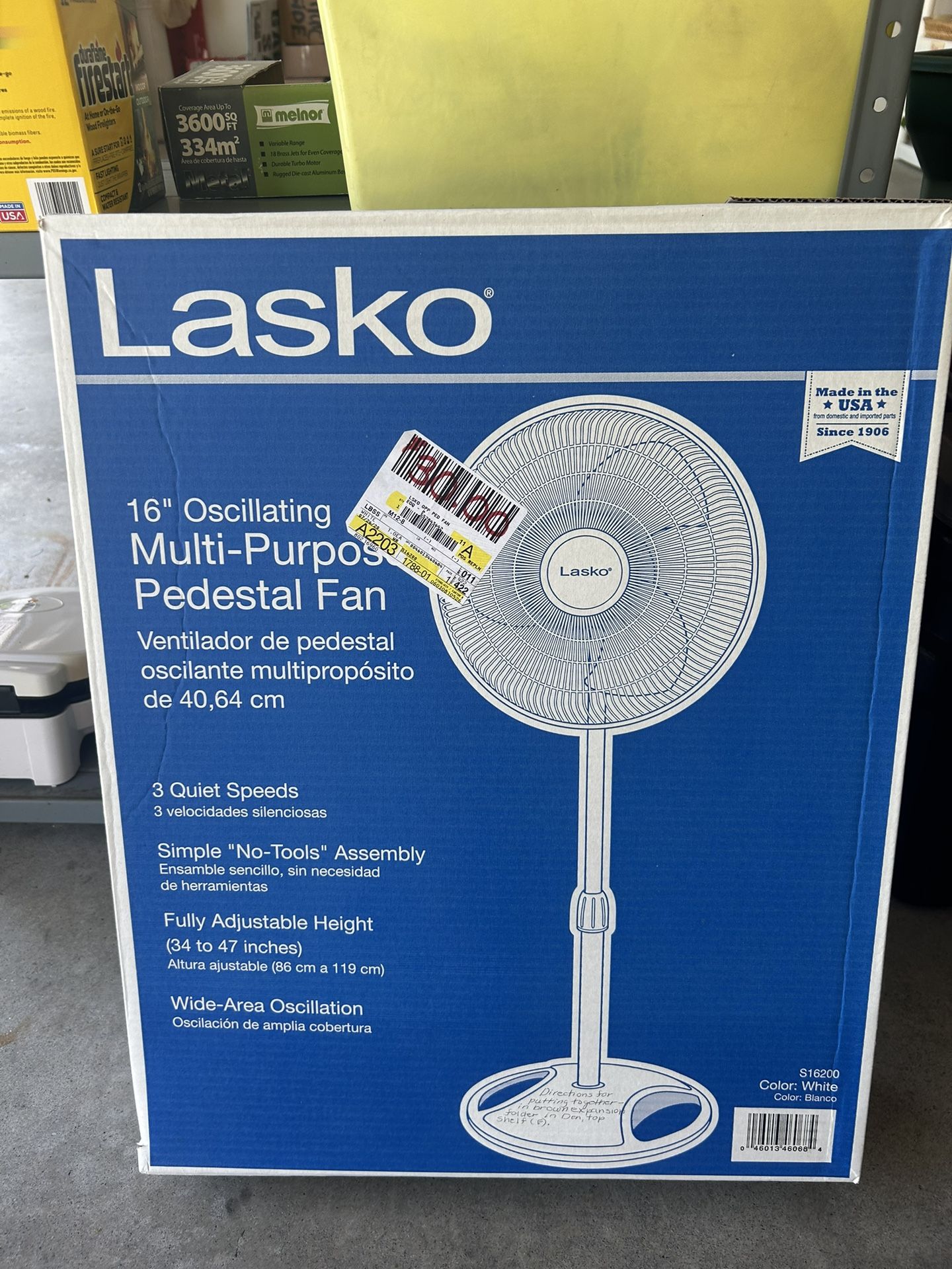 LASKO 16” Oscillating Pedestal Floor Fan