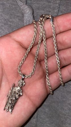925 silver 20 inch chain with San Judas pendant