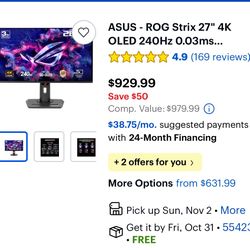 Asus 4k Oled 27 In 240hz Monitor