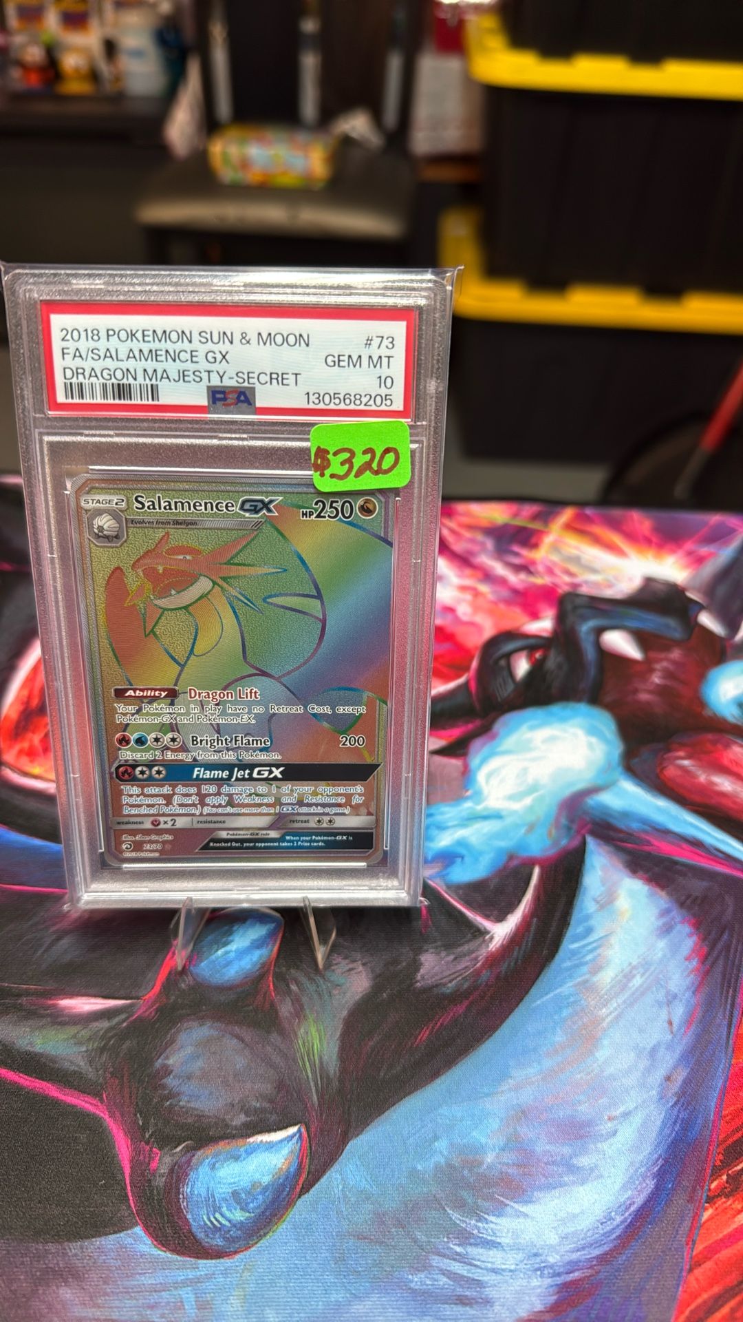 PSA 10 2018 SUN & MOON FA/SALAMANCE GX DRAGON MAJESTY -SECRET