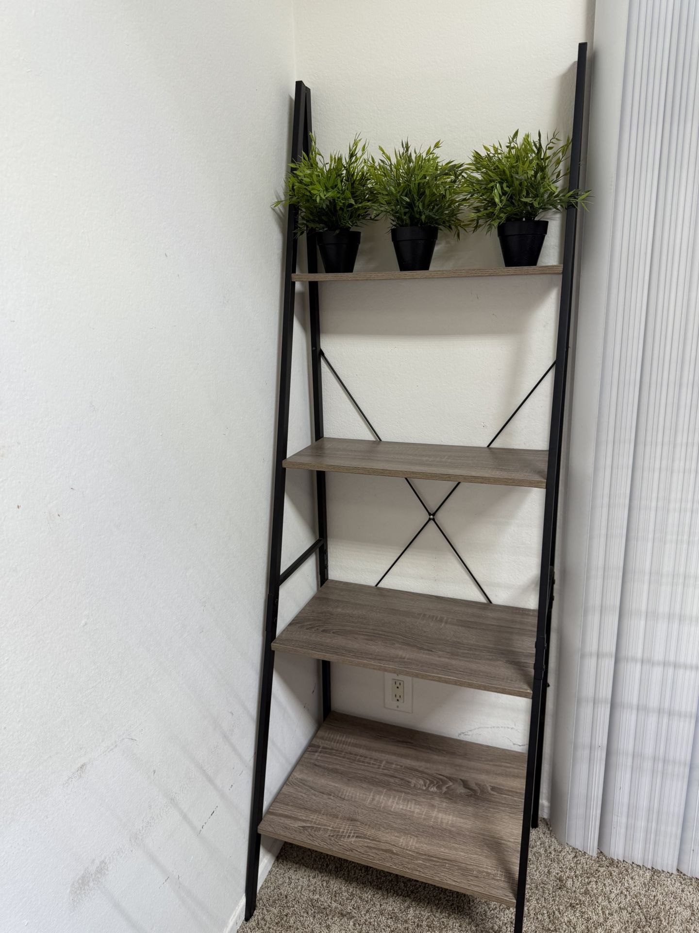 Storage Furniture 70.87 in. H x 20 in. D Gray 4-Shelf Ladder Bookcase