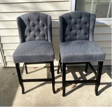 New, Price Firm, Noble House Maurice Wingback Counter Stool, Set of 2, Charcoal, Dark Brown
