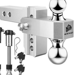METOWARE Adjustable Trailer Hitch - Aluminum Tow Hitch Fits 2-Inch Receiver - Heavy Duty Drop Hitch With 4-Inch Drop/Rise For Truck (12,500 LBS GTW), 