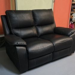 60" Wide Leather Match Modern Manual Recliner Loveseat