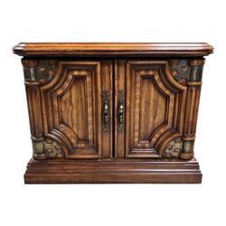 Mediterranean Style Solid Wood Storage End Table 28” Square