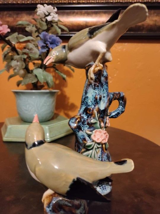 Pair Of Fine China Vintage Bird Statues
