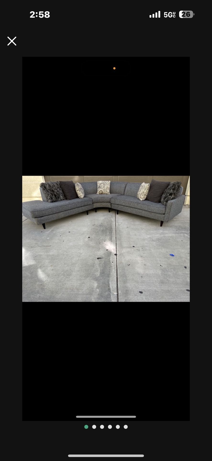 sectional sala couch gray no stains rips burns