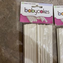 Baby Cakes, Cake Pop Paper Treat Sticks New 6 Packs, 50 Pieces In Each Sold As A Lot