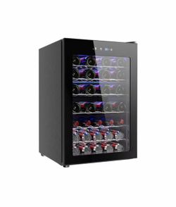 20.3 in. Single Zone 45-Wine Bottles Beverage and Wine Cooler Wine Cooler in Black