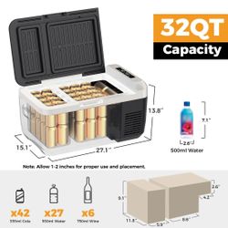 Setpower PT30 Dual Zone Car Fridge 12V Refrigerator Freezer 32Qt