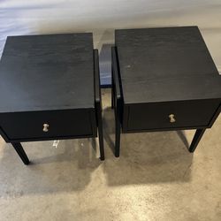 2 Modern Black Nightstands/Side Tables W/1-Drawer W/Minor Scratches(See & Click On Pictures). Still In Good Condition And Useable