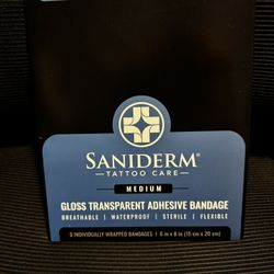 Saniderm Tattoo Aftercare Bandage 3 Sheets (Large Pack, 8 in x 10 in) 