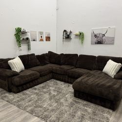 Brown Sectional Couch - Free Delivery 