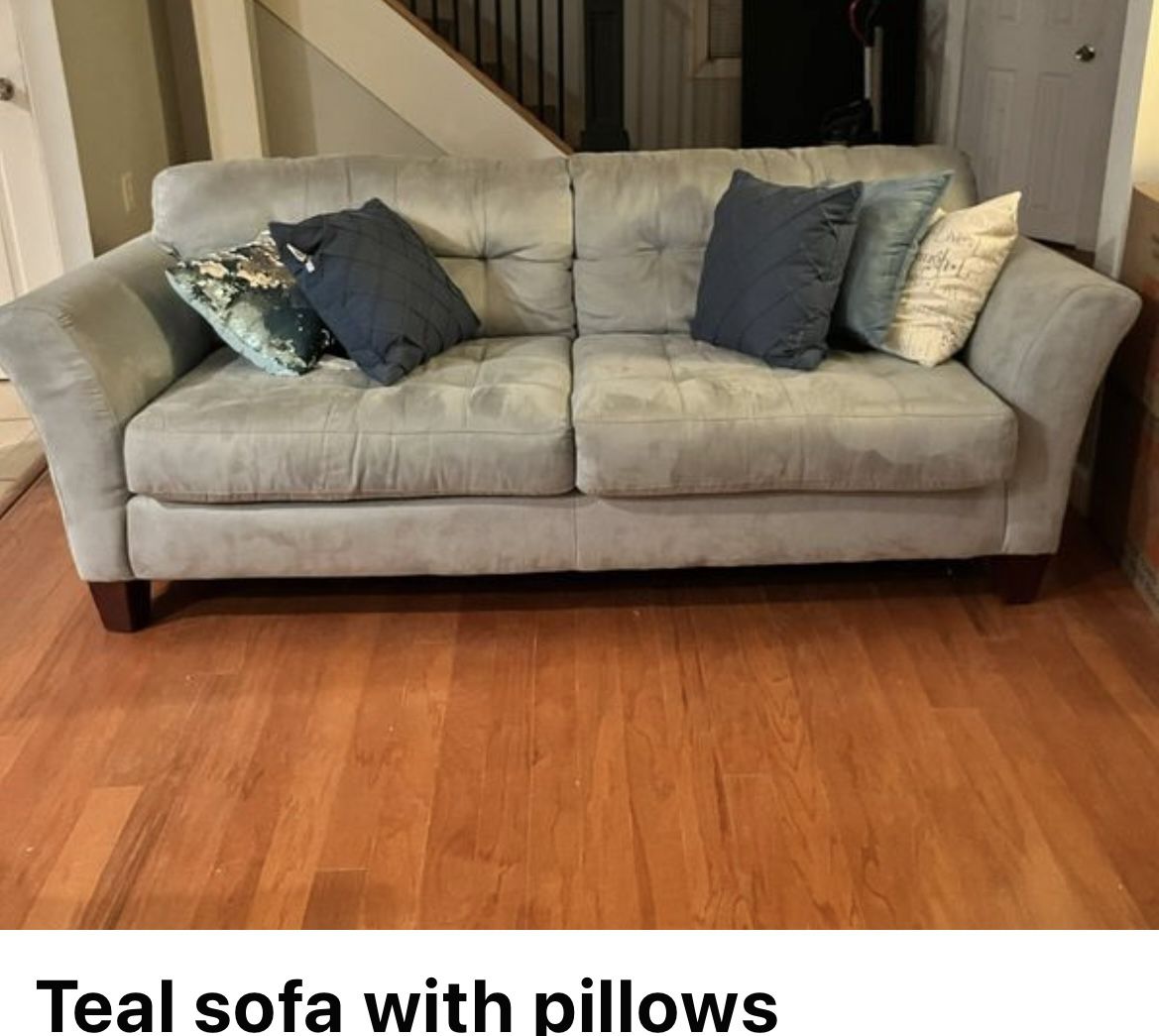 Ashley Furniture Light Teal Sofa 