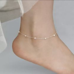 Sterling Silver Pearls Ancklet