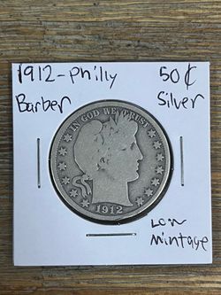 1912 Barber Silver Half Dollar Philadelphia Mint