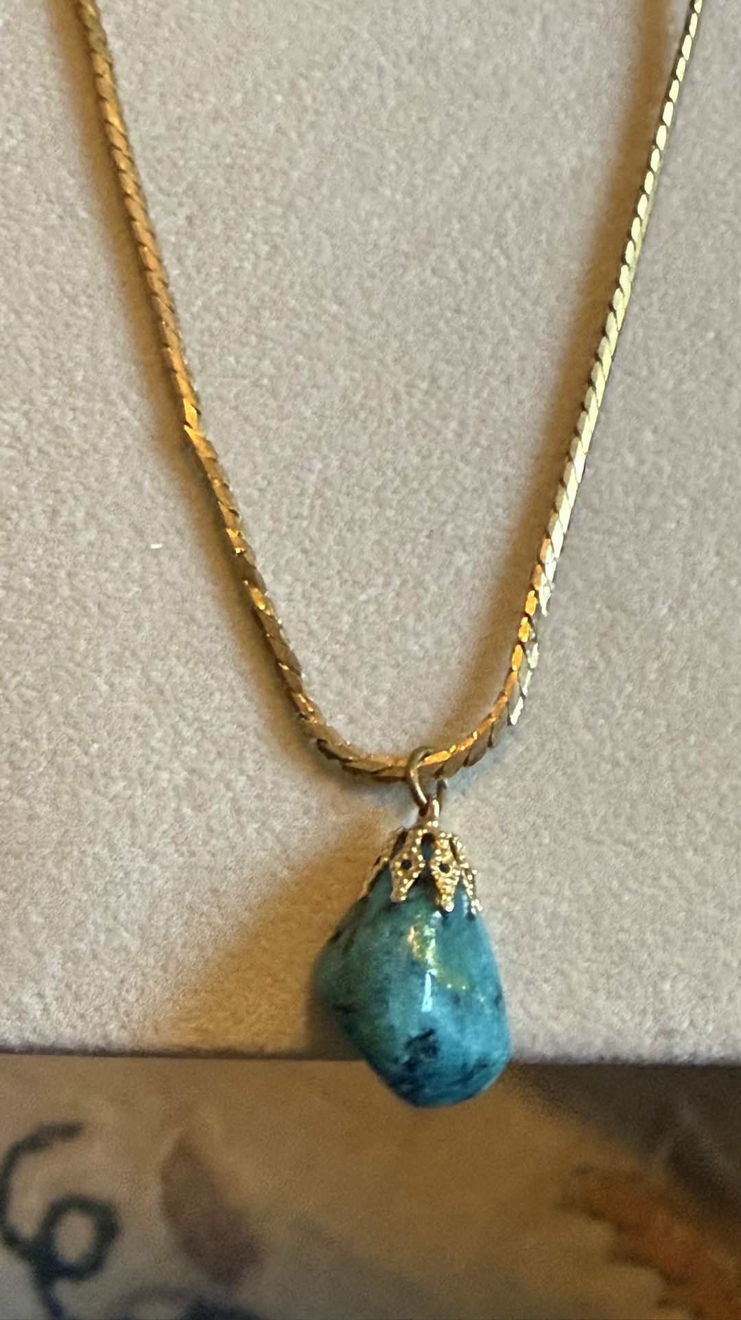 Vintage Gold Filled Necklace With A Chunky Real Turquoise 
