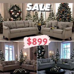 2 PIECE SOFA LOVESEAT COUCH STORAGE USB DRINK CONSOLE SET SILLONES