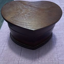 Vintage Wood Heart Jewelry Box 