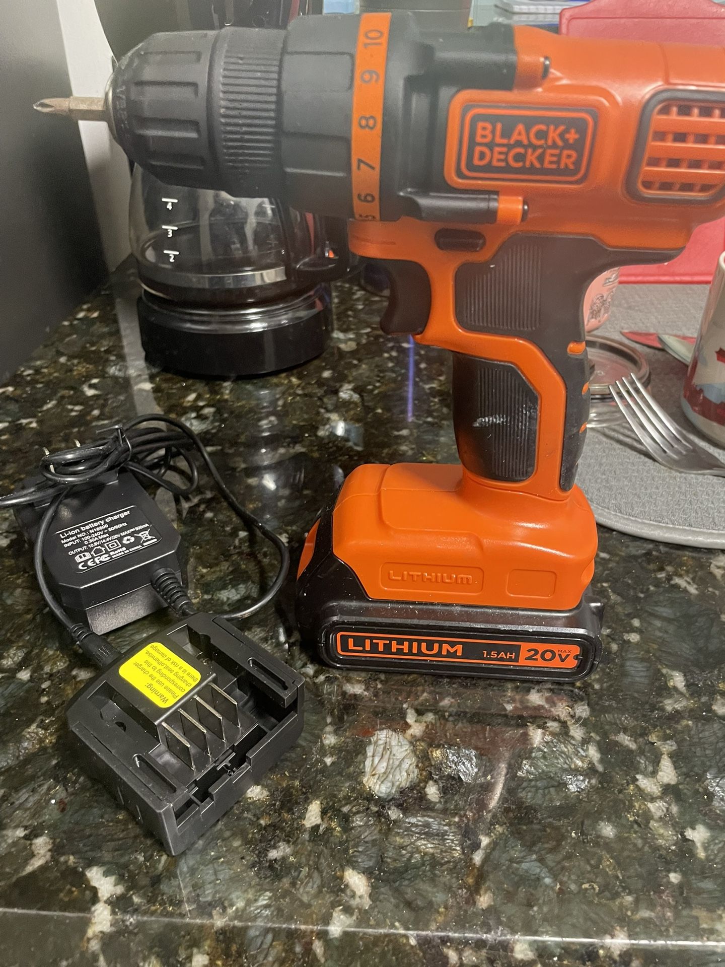 Cordless Drill/Driver Kit with โBattery, Charger, BLACK+DECKER 20V MAX