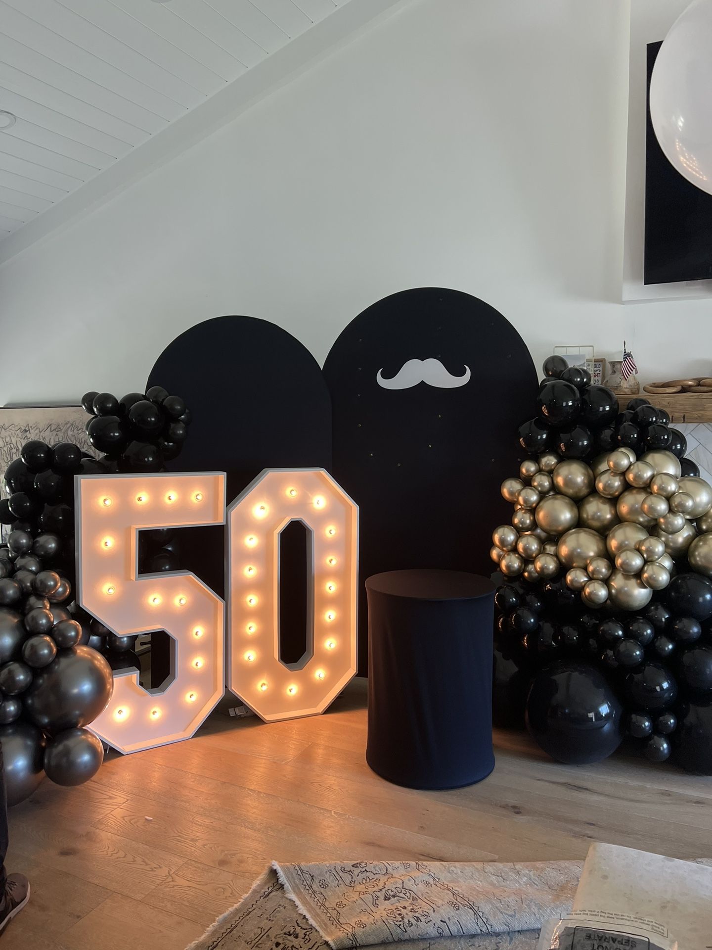 Black Gold  Silver Backdrop Fathers Birthday Party