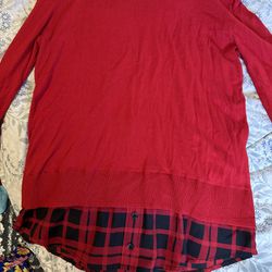 Michael Kors large Red With Plaid Design long sleeve Sweater