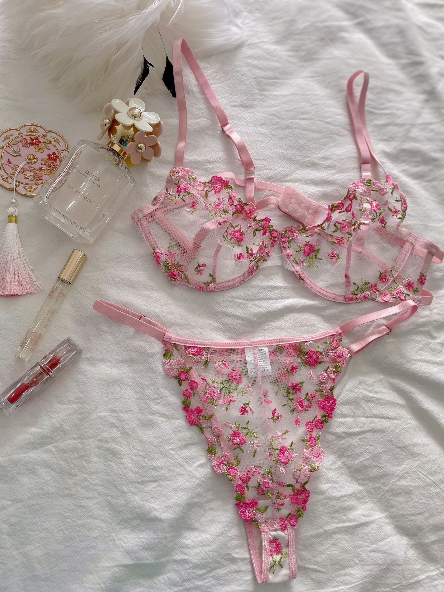 Floral Embroidered Lingerie set