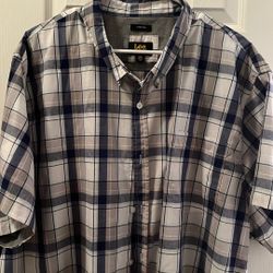 Blue Plaid 3X Short Sleeve Men’s Casual Shirt