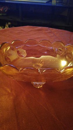 Marigold carnival glass candy dish