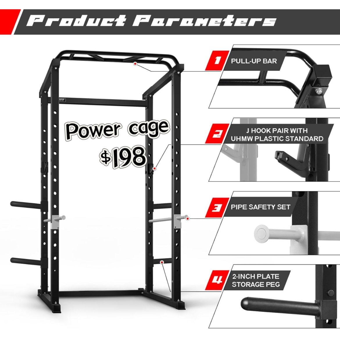 ✌️ RitFit PC-410 Power Cage 1000LB Capacity and Packages with Optional Basic Power Rack, Weight Bench, Barbell Set with Olympic Barbell, DIY LAT Pull