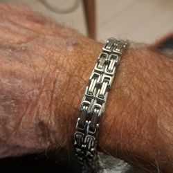 Double Row Byzantine Stainless Steel Bracelet