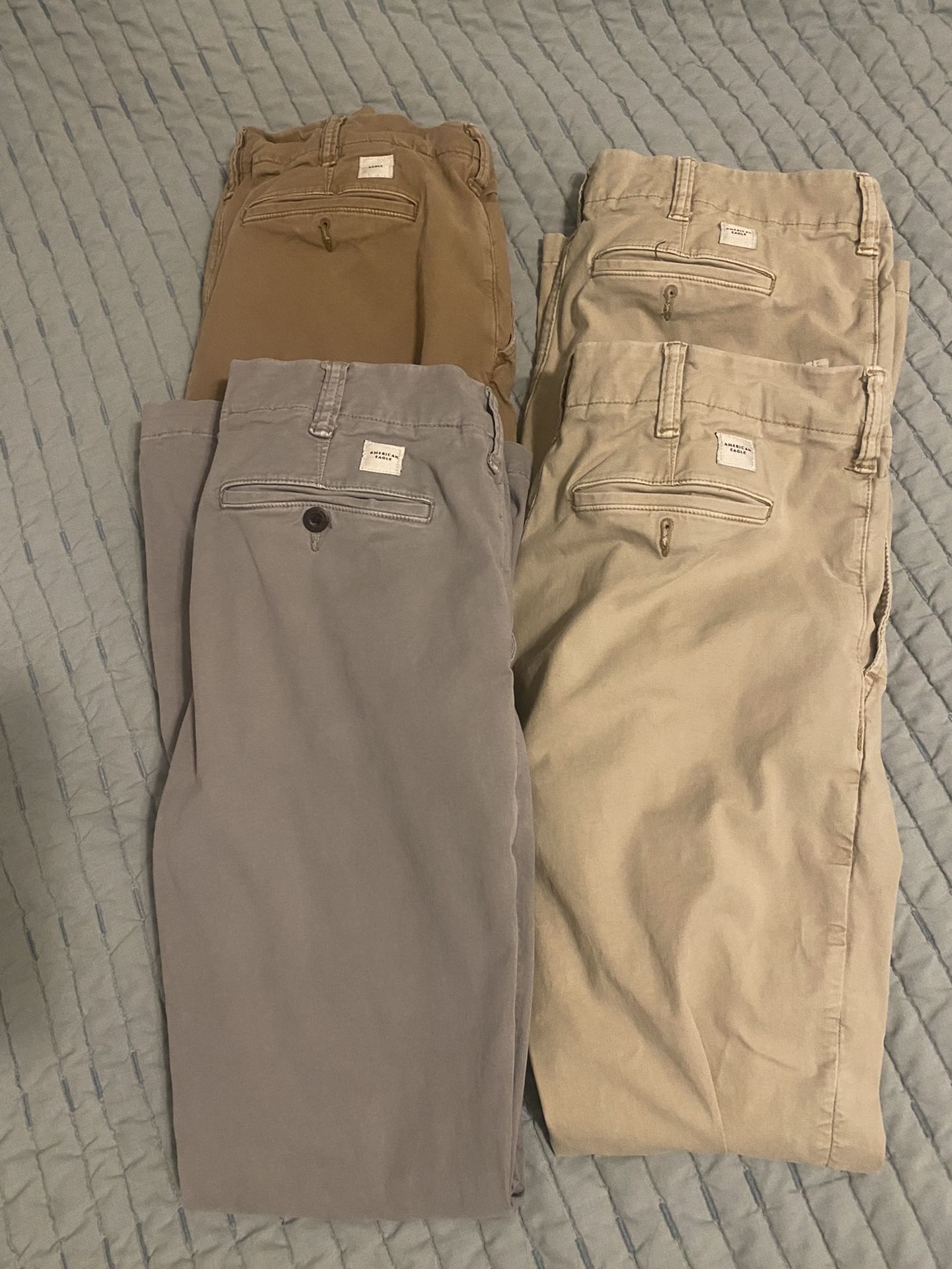 Four-Pair Bundle- American Eagle Mens Athletic Skinny Khaki Pants (Size 30x32)