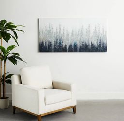 Large Textured Blue & Silver Canvas Wall Art