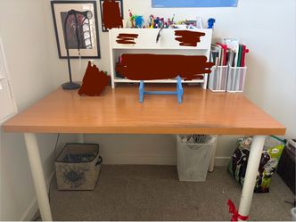 Wood Top Desk with White Legs