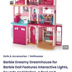 Mattel Barbie 3 Story Pink Furnished Doll Town house Dreamhouse Townhouse