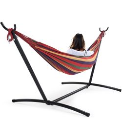 BRAND NEW- Double Hammock with Space Saving Steel Stand Heavy Duty 2 Person Standing Hammocks 450lb