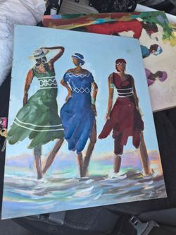 Acrylic Painting Three Women Canvas Art