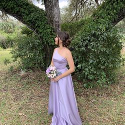 David’s Bridal Satin Lilac Dress