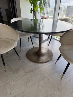 Marble table washed bronze base