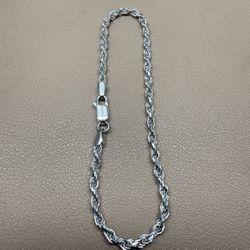 Solid 925 Sterling Silver Rope Bracelet 7.5” 2.6mm Italy