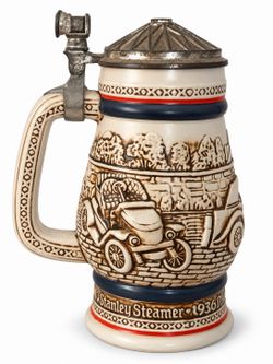 Vintage Classic Cars Ceramic Beer Stein Pewter