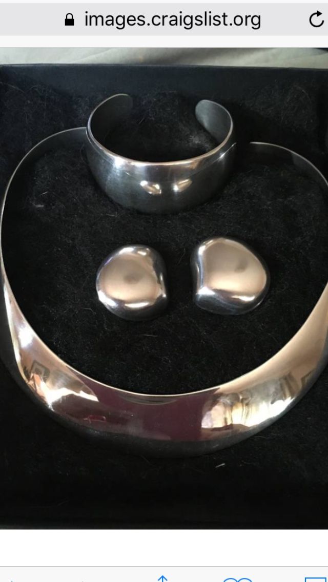 Solid 925 Sterling Silver Choker, Bracelet, and Earrings Set