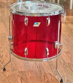 Vintage 70's Ludwig Vistalite 18" Floor Tom Red Acrylic for Drum Set Kit 1970's