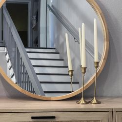 Round Wooden Mirror 26 inch